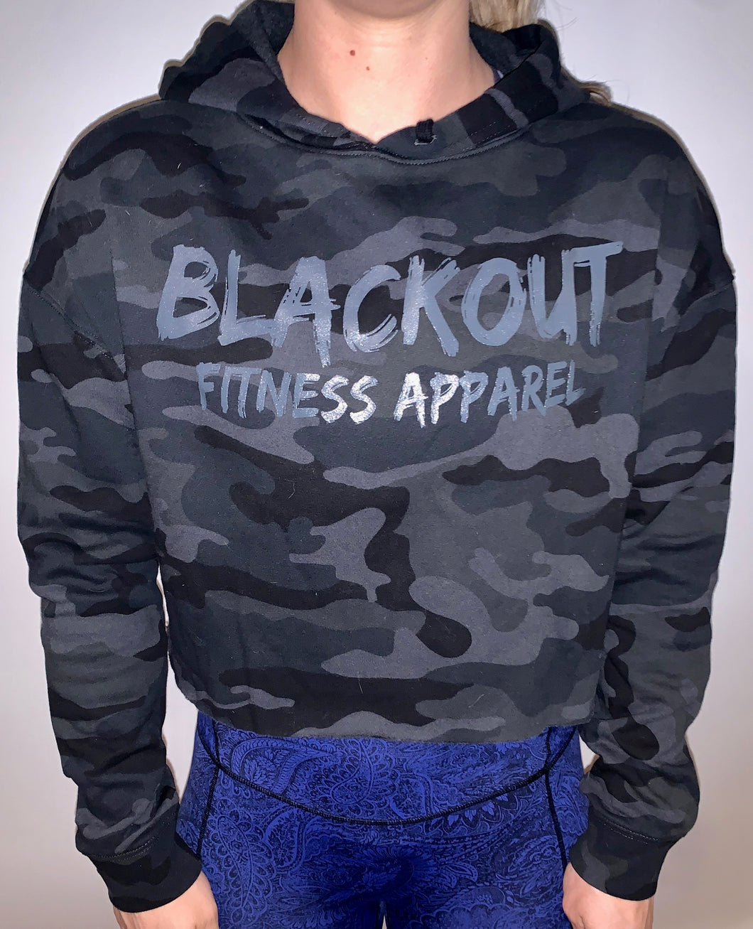 Ladies Black Camo Crop Hoodie - BFApparel